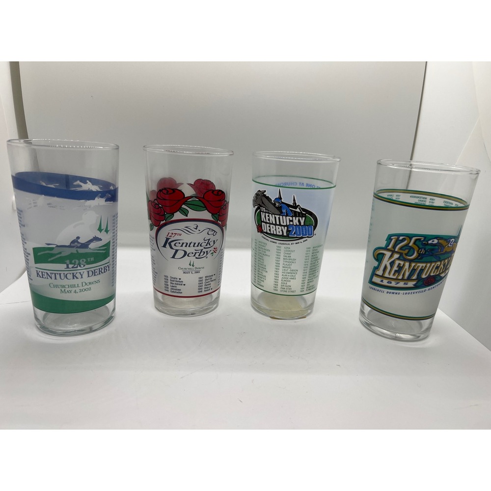Set of 4 Kentucky Derby Mint Julep Glasses 125 126 127 128 Churchill Downs 99-02